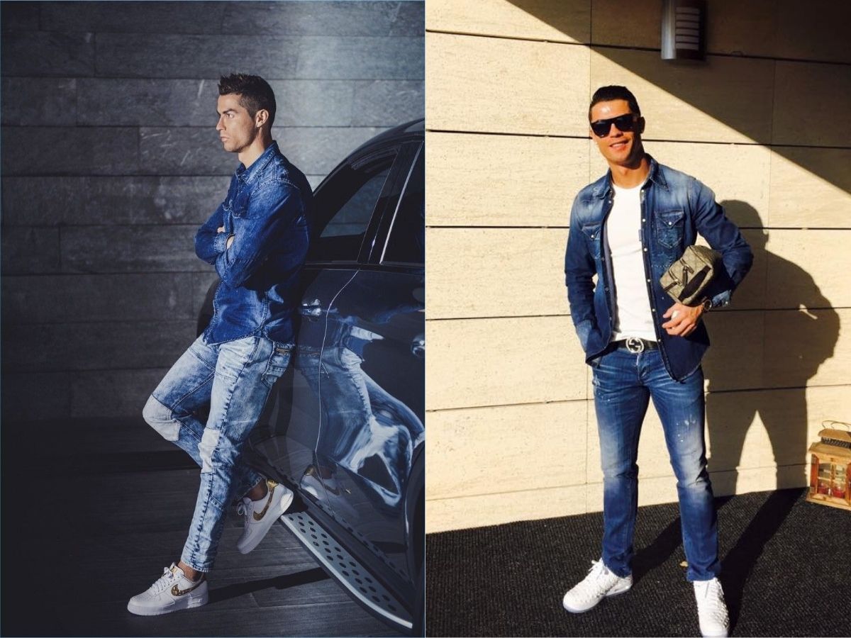 Phong cách thời trang của Cristiano Ronaldo khỏe khoắn với denim