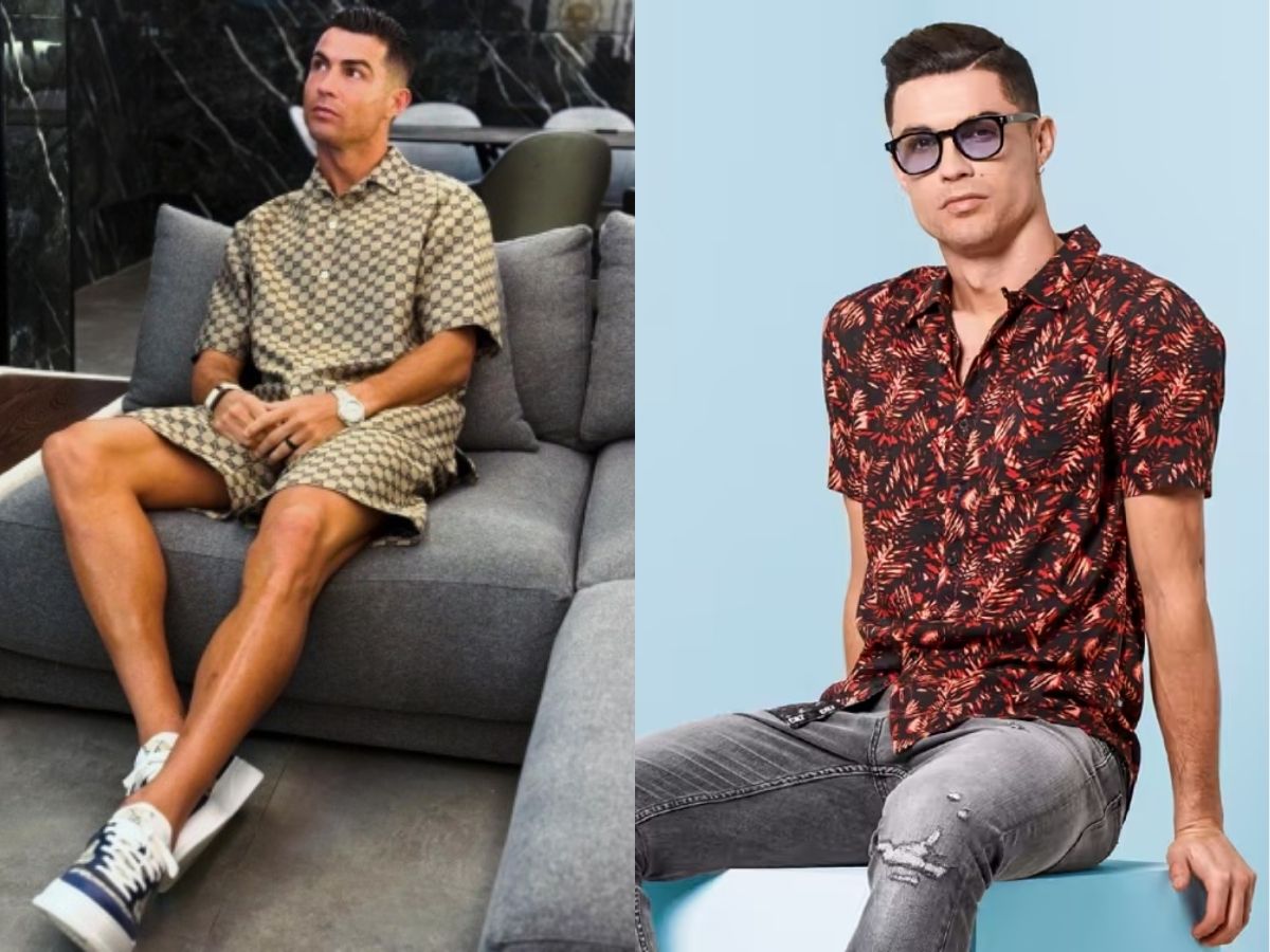 Sơ mi họa tiết cũng là item yêu thích của Ronaldo
