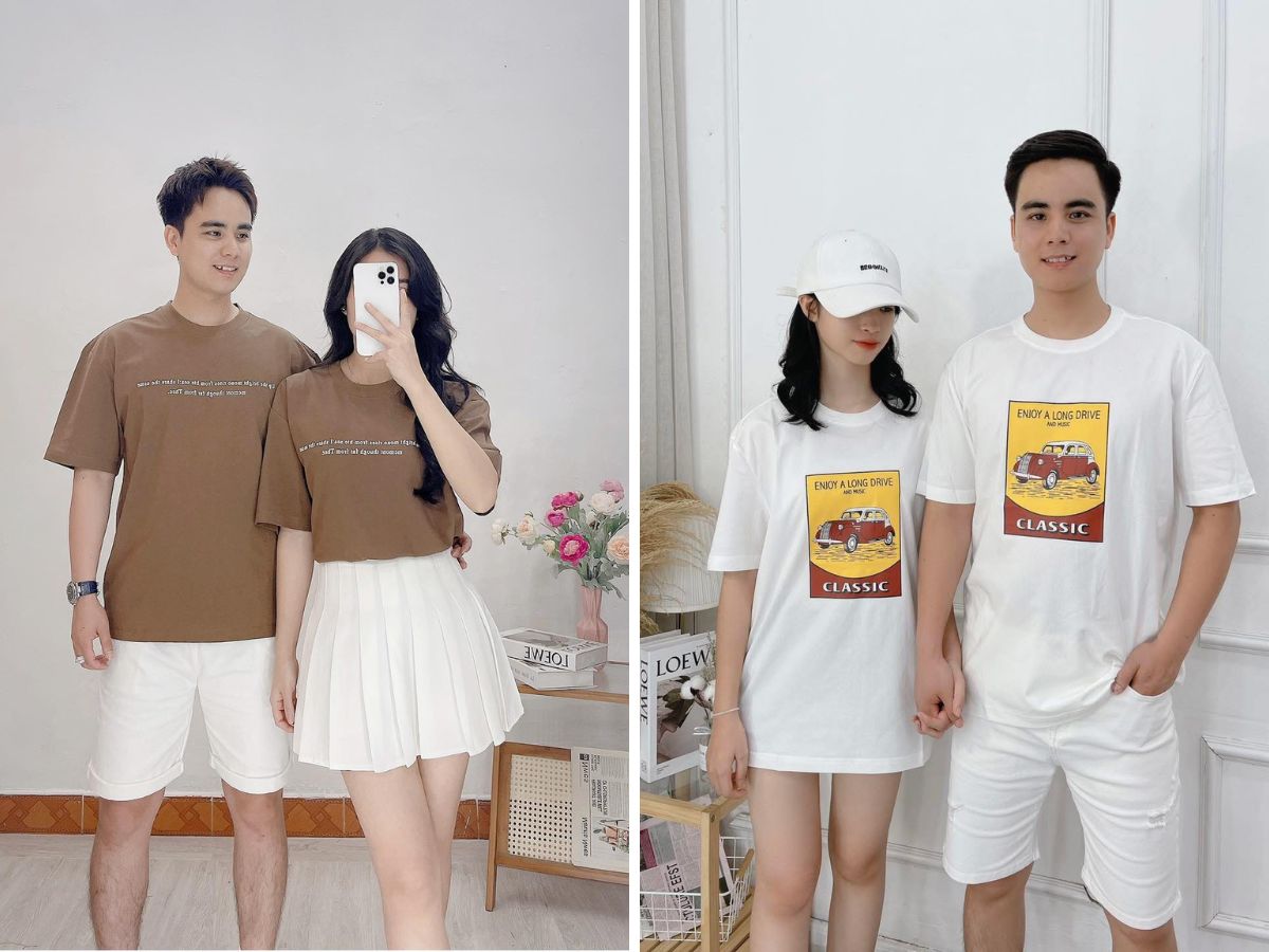 Shop đồ đôi Hà Nội chuyên áo phông đôi hot cho các cặp “gà bông”