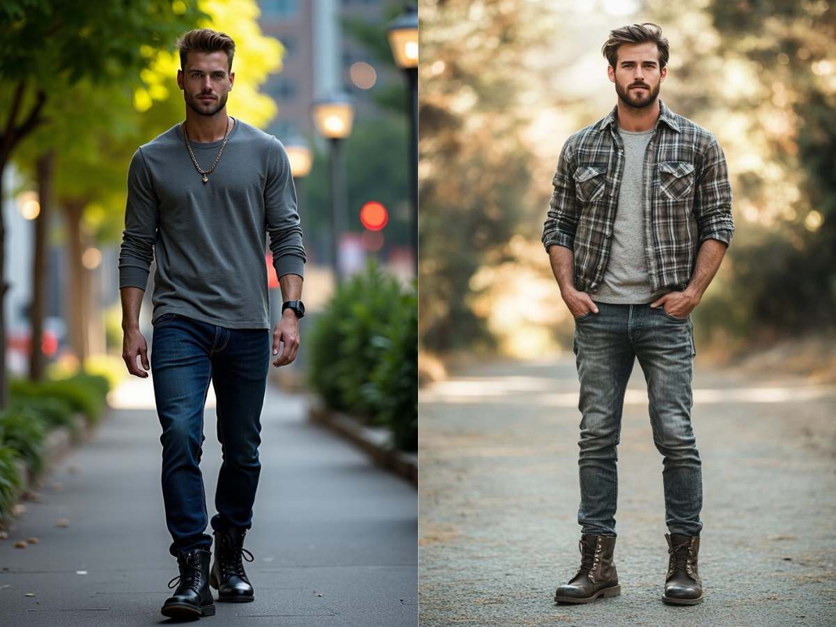 Phối đồ với giày compact boot mạnh mẽ, nam tính