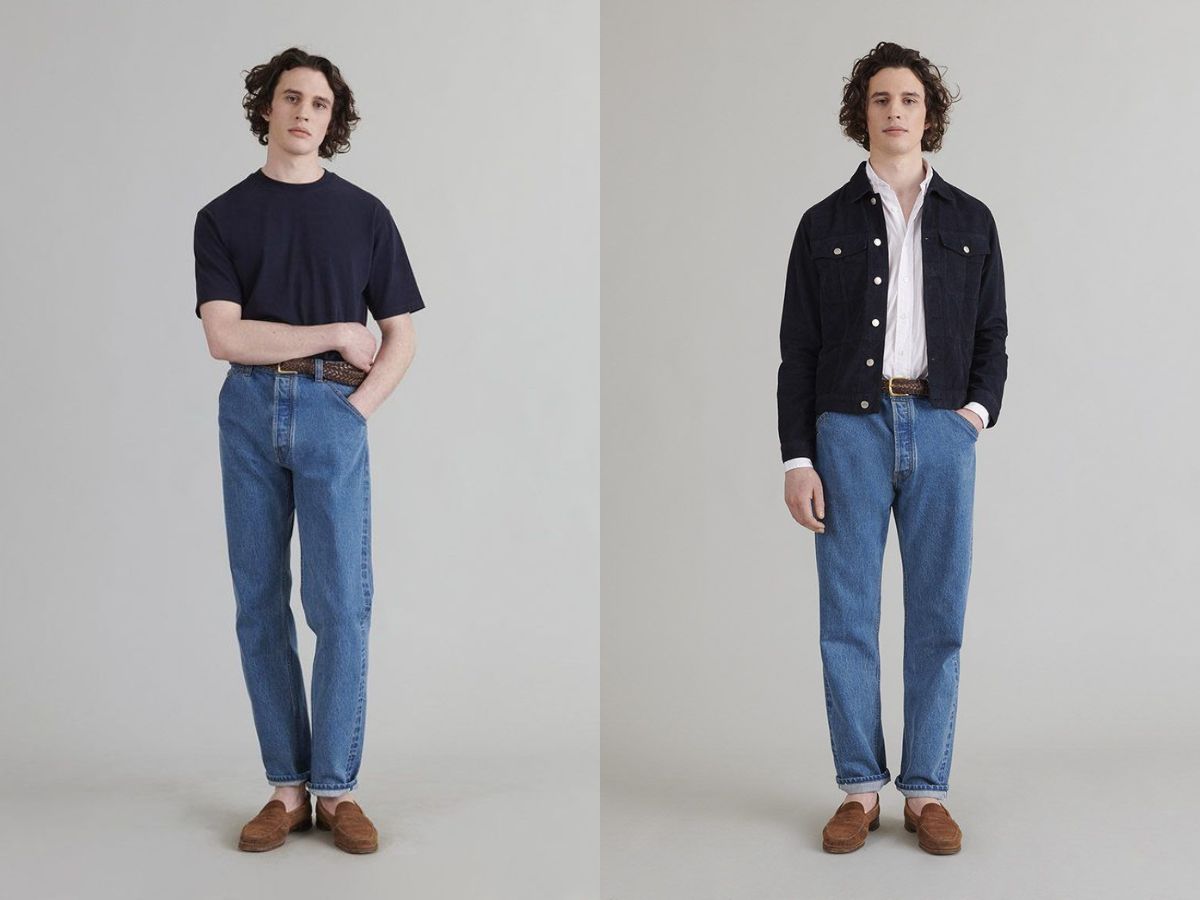 Phối giày loafer da lộn và quần jeans