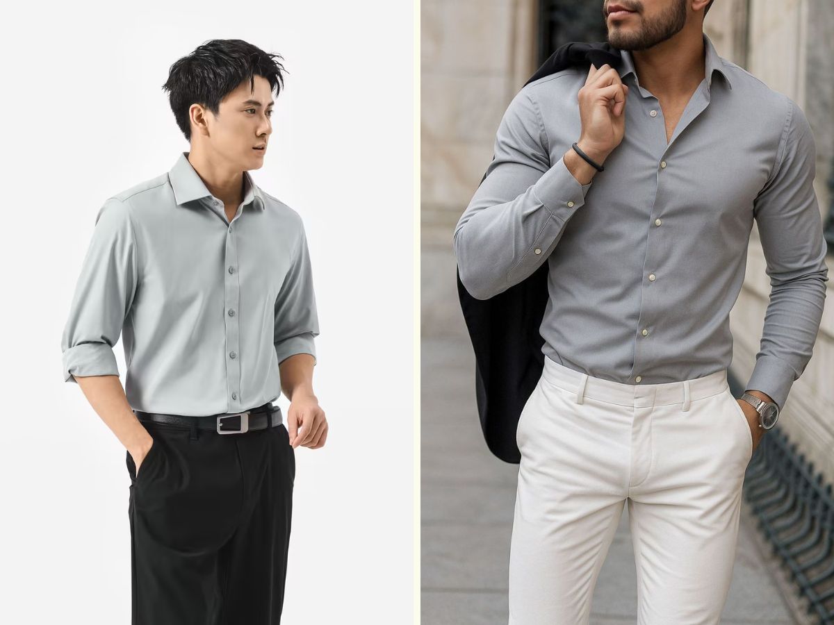 Sơ mi nam màu xám phù hợp với nhiều phong cách