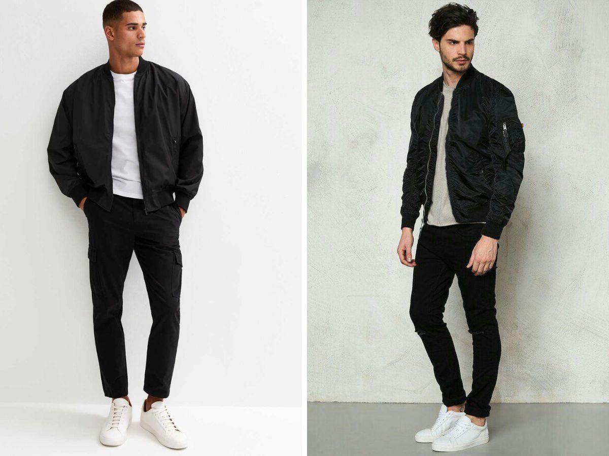 Phối jeans đen nam với áo khoác bomber cực sành điệu, cá tính