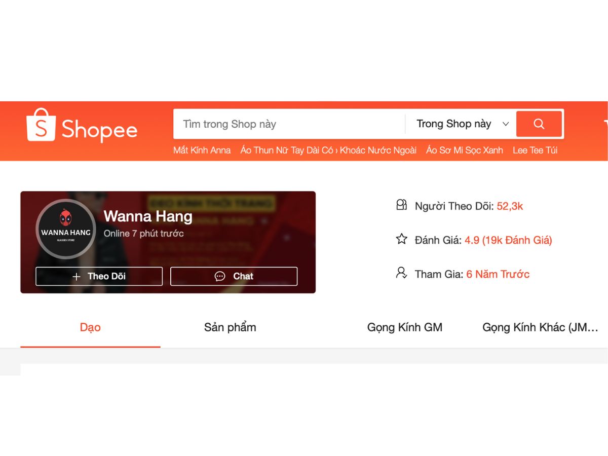 Wanna Hang là một trong những shop kính mát bán chạy nhất Shopee