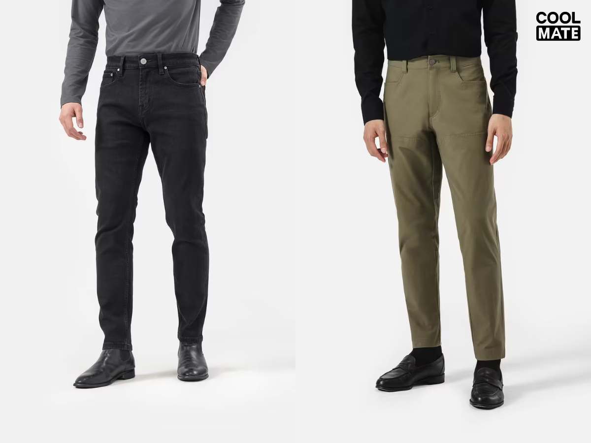 Phối quần jean skinny và quần kaki theo phong cách hipster