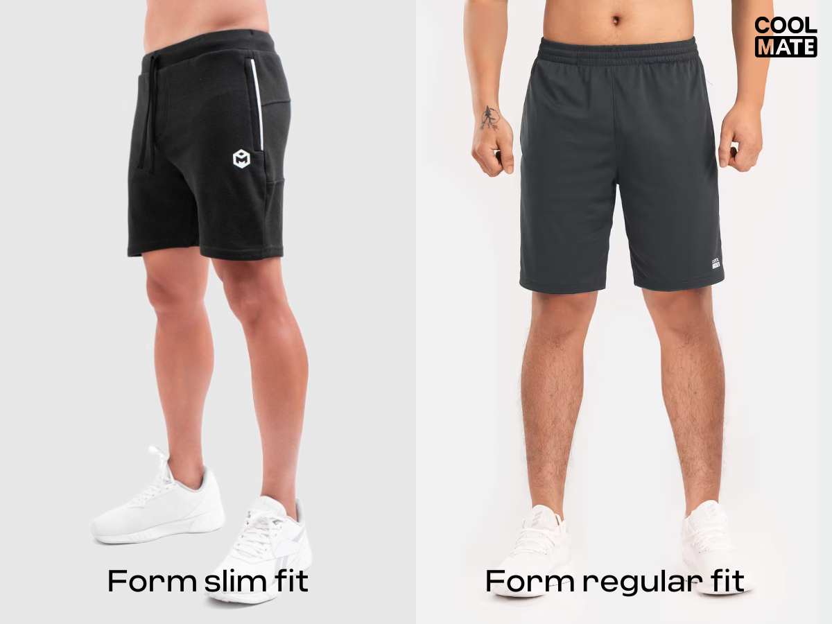 Quần short nam dáng slim fit và regular fit 