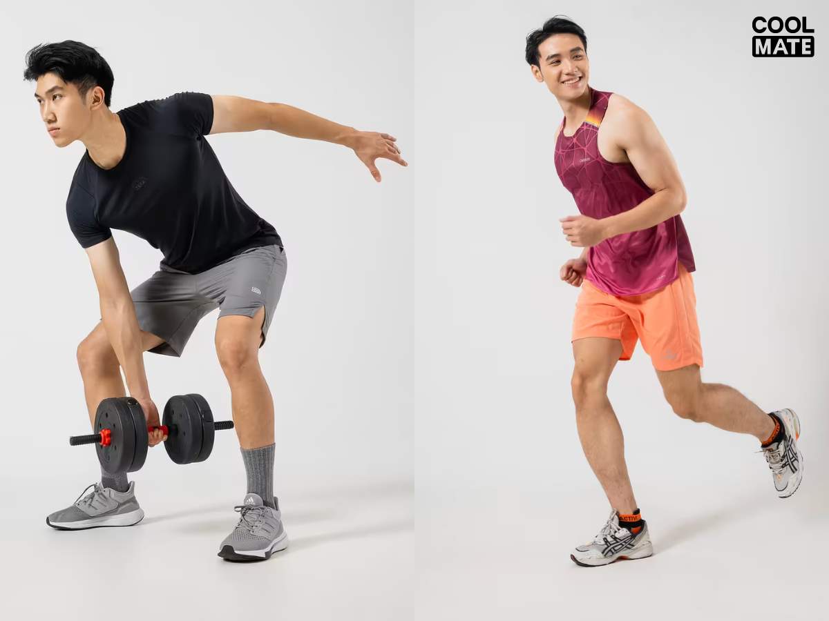 Phối đồ đi tập với quần short thể thao