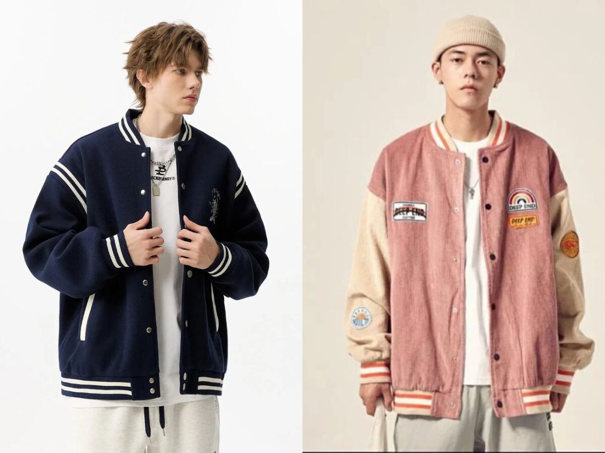 Áo Khoác Bóng Chày Pha Phối Chất Liệu Cao Cấp