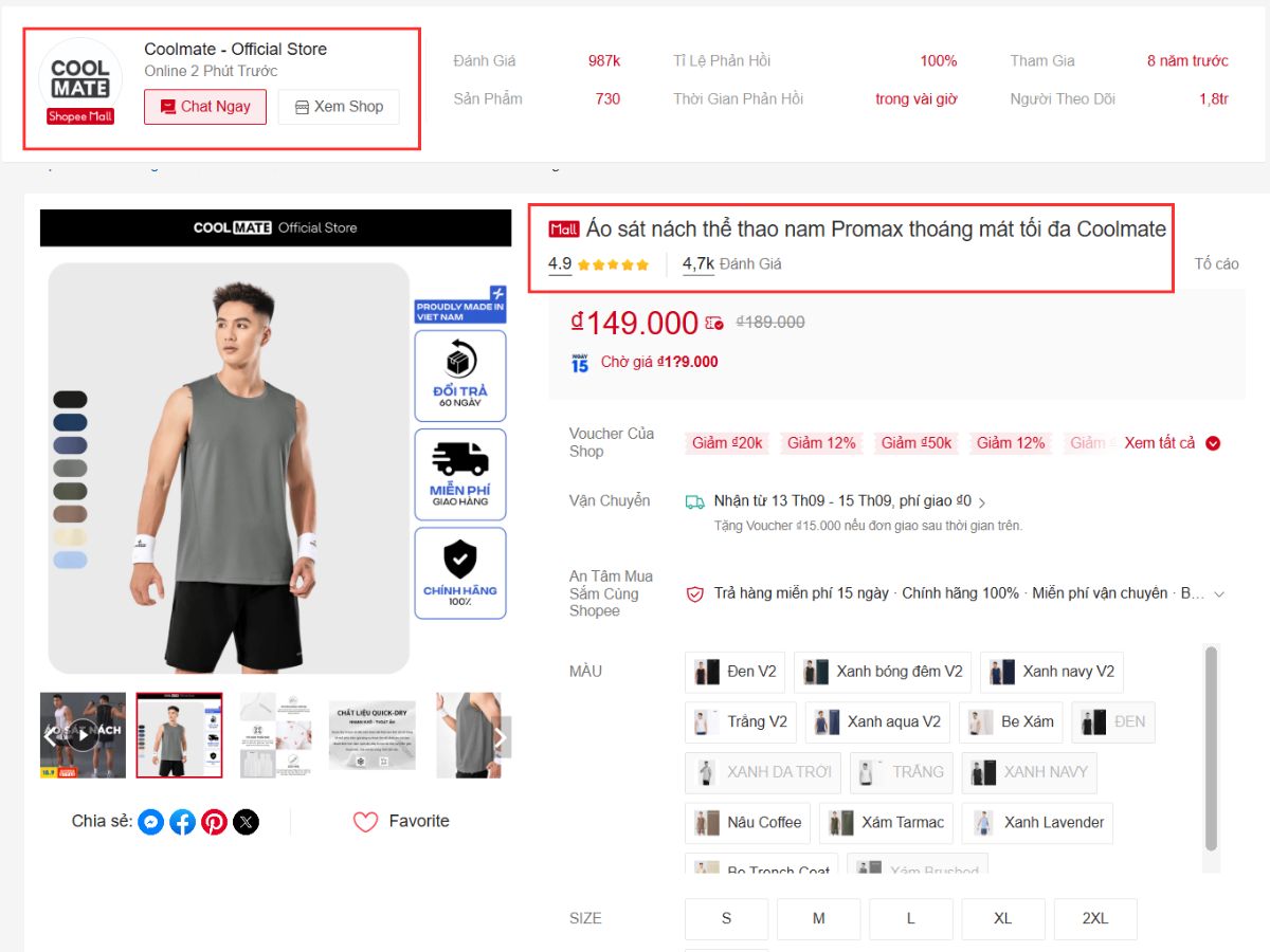 Ưu tiên chọn shop uy tín như Shopee Mall hoặc Shop Yêu Thích+ để yên tâm chất lượng