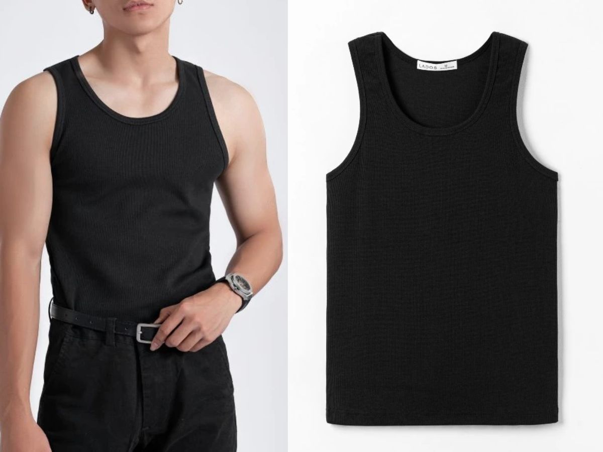 Áo ba lỗ LADOS thun gân cotton 100% mềm mịn, ôm body phong cách Hàn Quốc