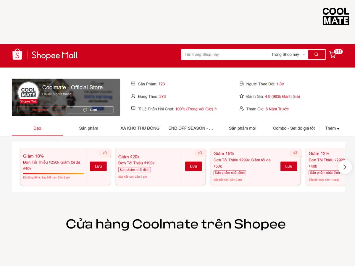 Cửa hàng Coolmate trên Shopee