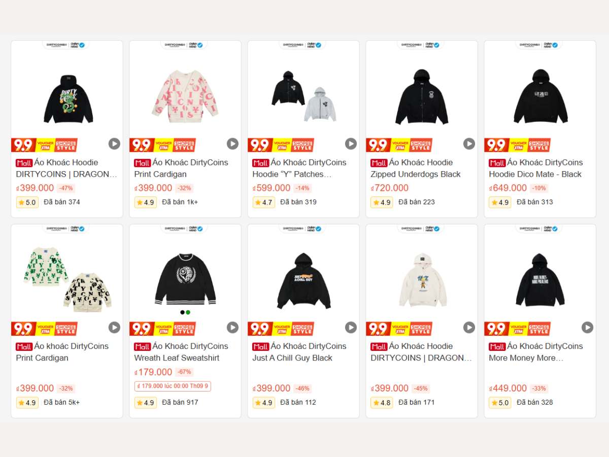 Shop áo sweater Dirty Coins