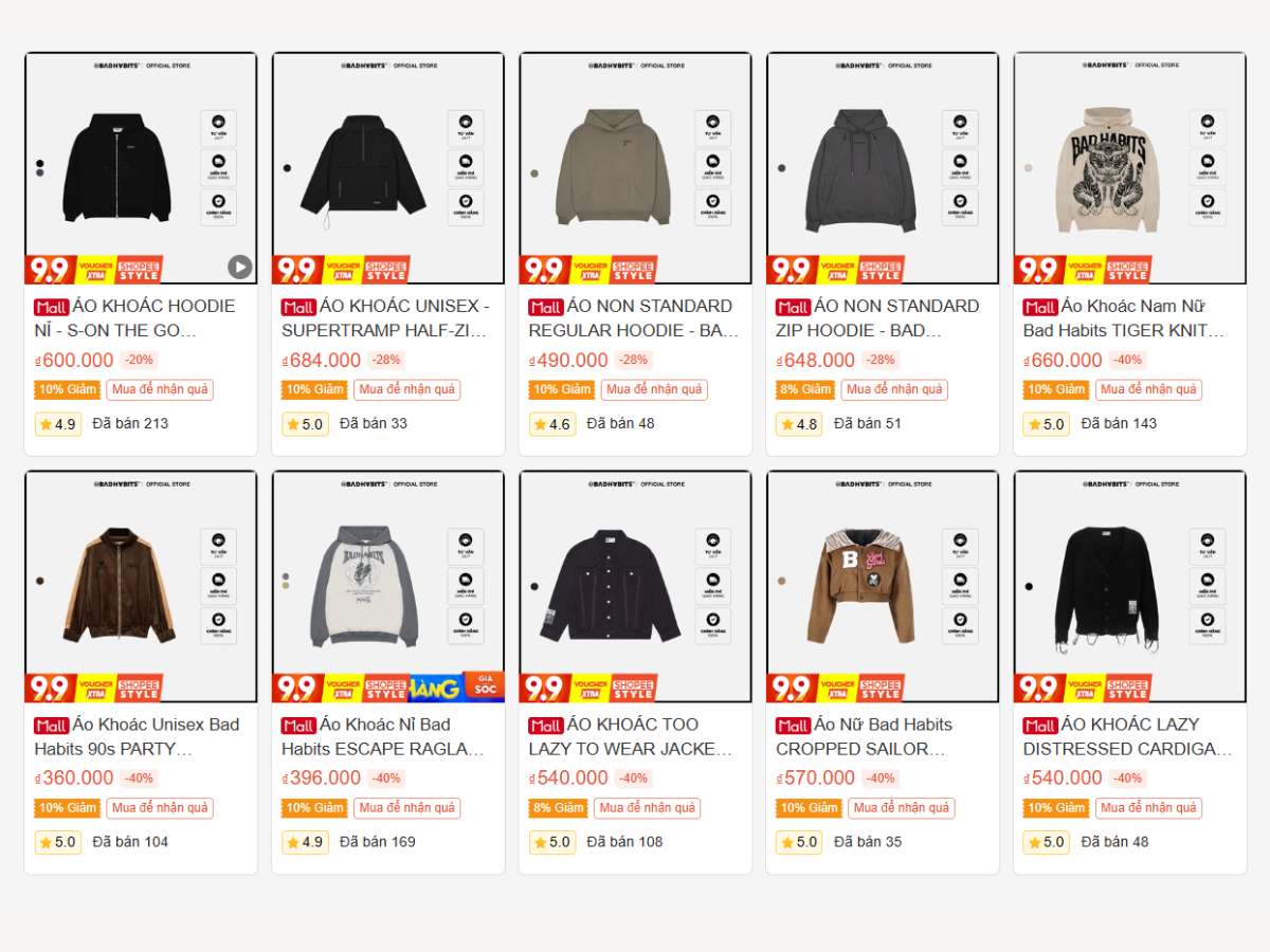 Shop áo sweater Bad Habits