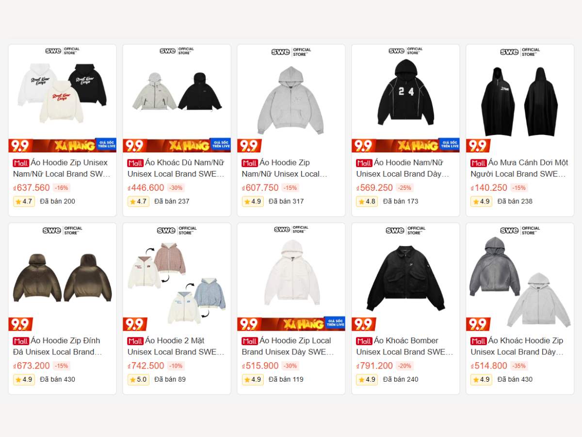 Shop áo sweater SWE trên Shopee