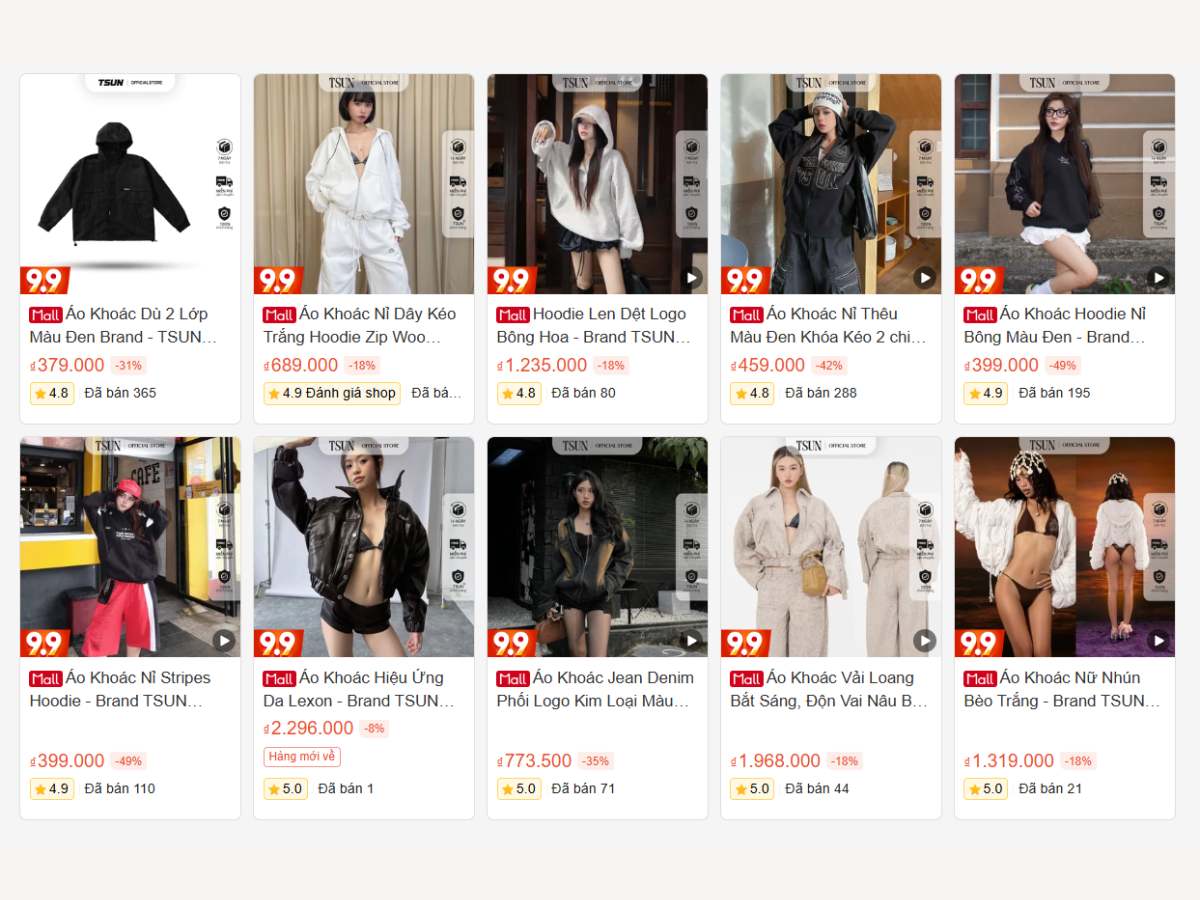 Shop áo sweater TSUN trên Shopee