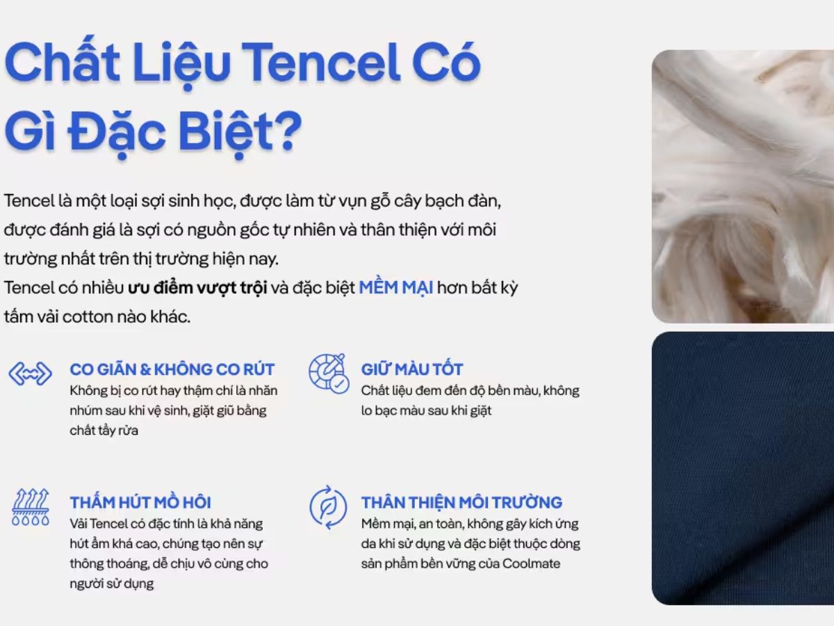 Không còn thắc mắc vải tencel mua ở đâu, ghé Coolmate sắm đồ chất lượng từ loại vải này nhé!