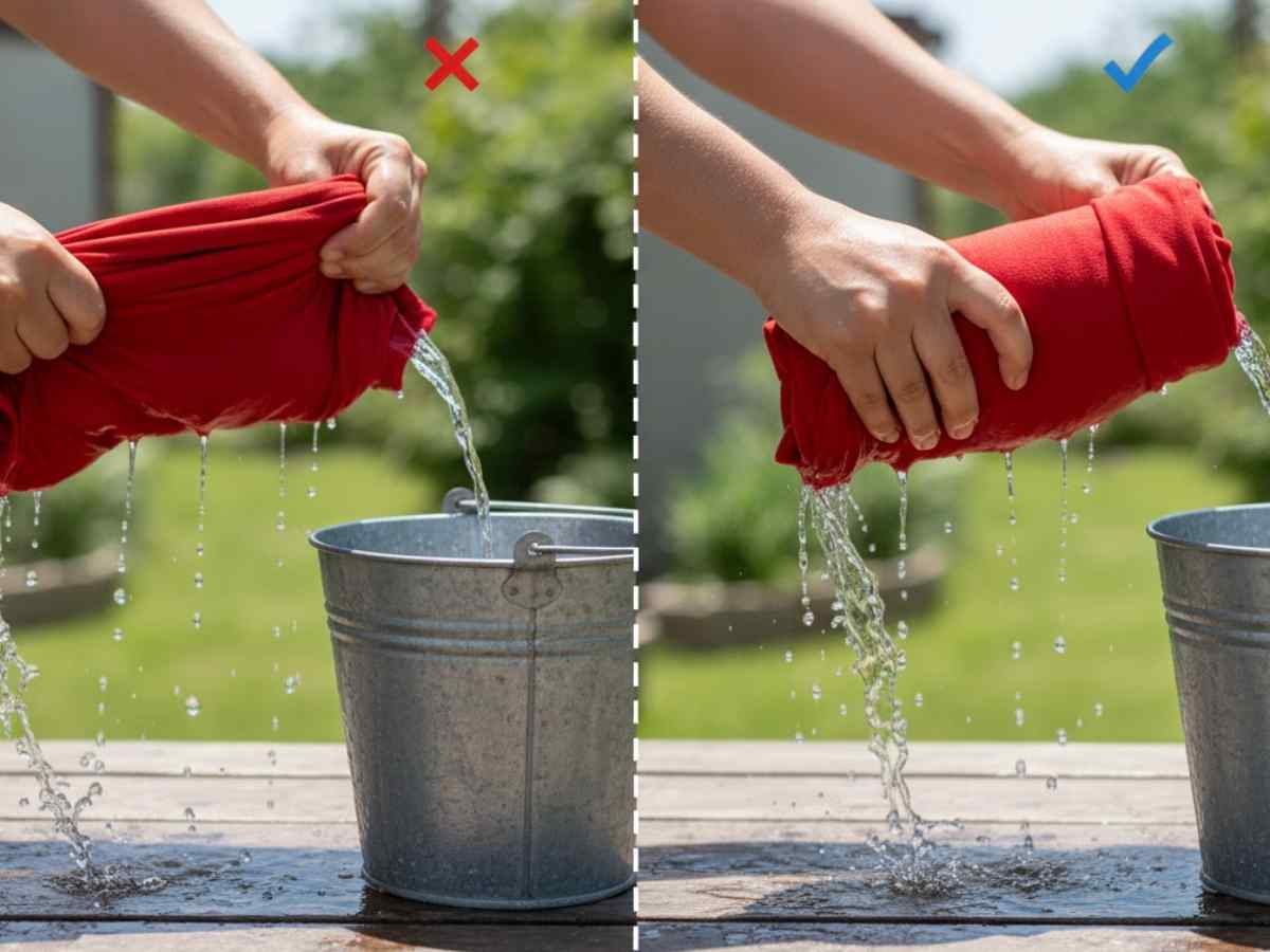 So sánh giữa việc vắt xoắn áo và cuộn tròn áo để ép nước