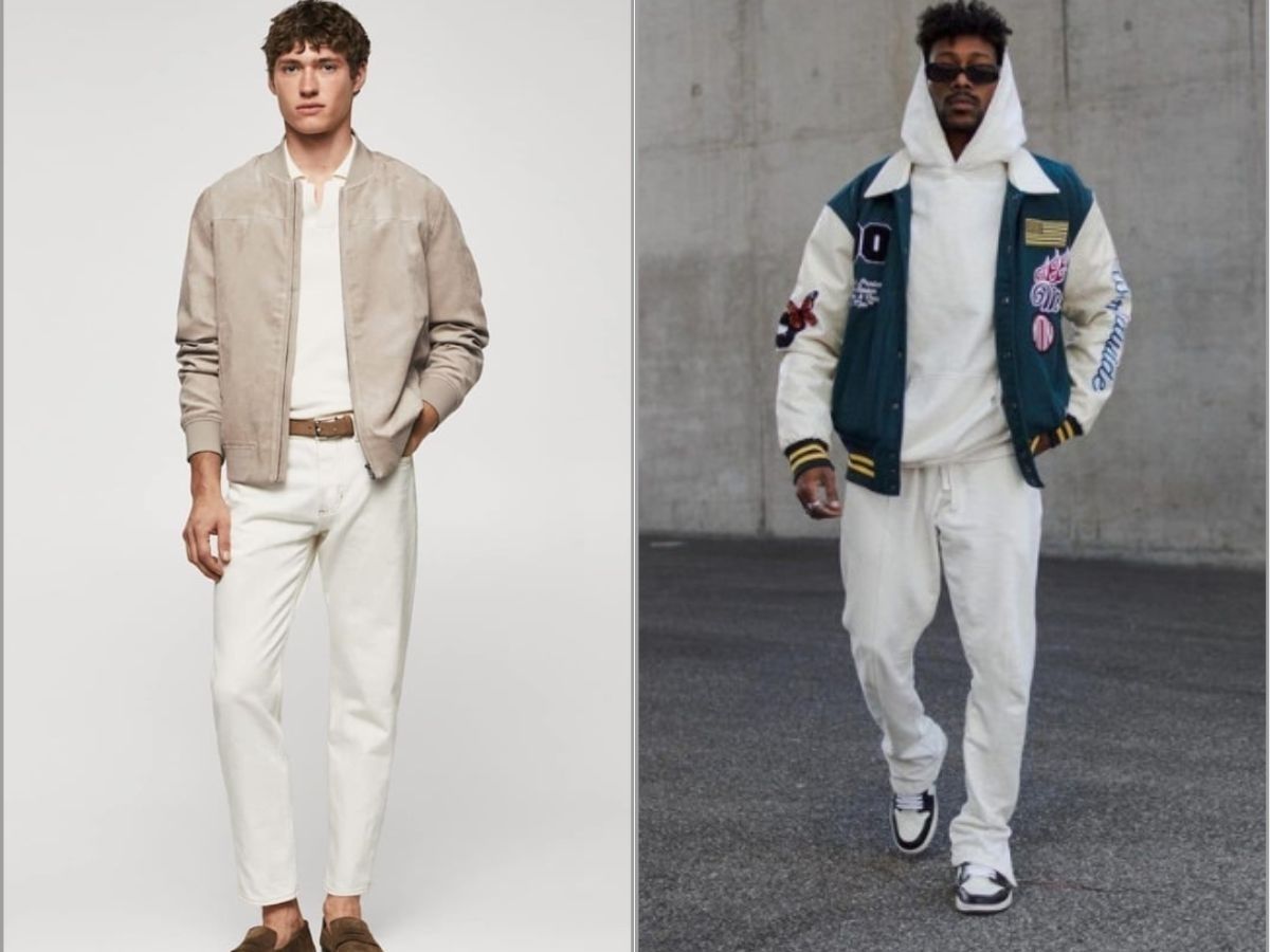 Bạn nam mặc bomber, T-shirt trắng Coolmate, quần jeans và sneakers