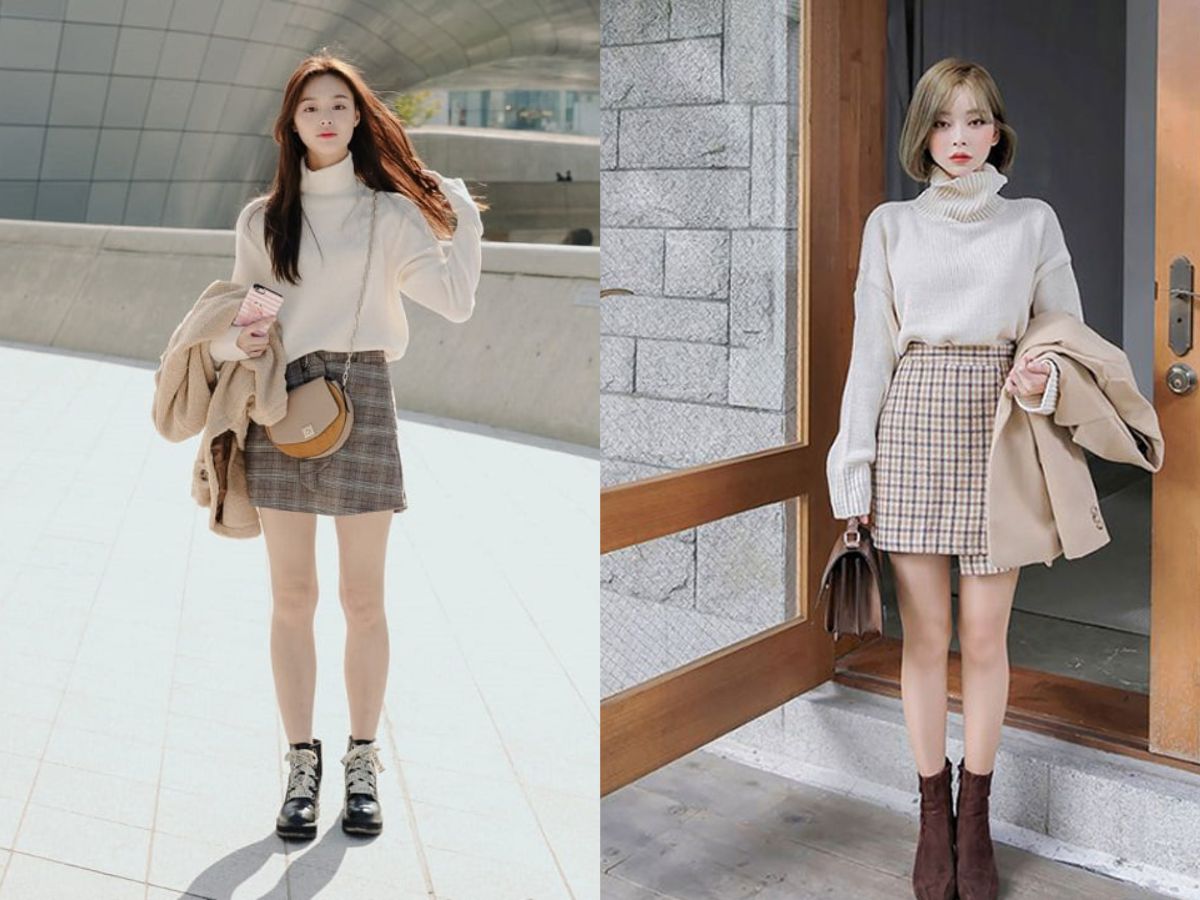 Phong cách ấm áp, trẻ trung cùng áo Len/Cardigan và chân váy