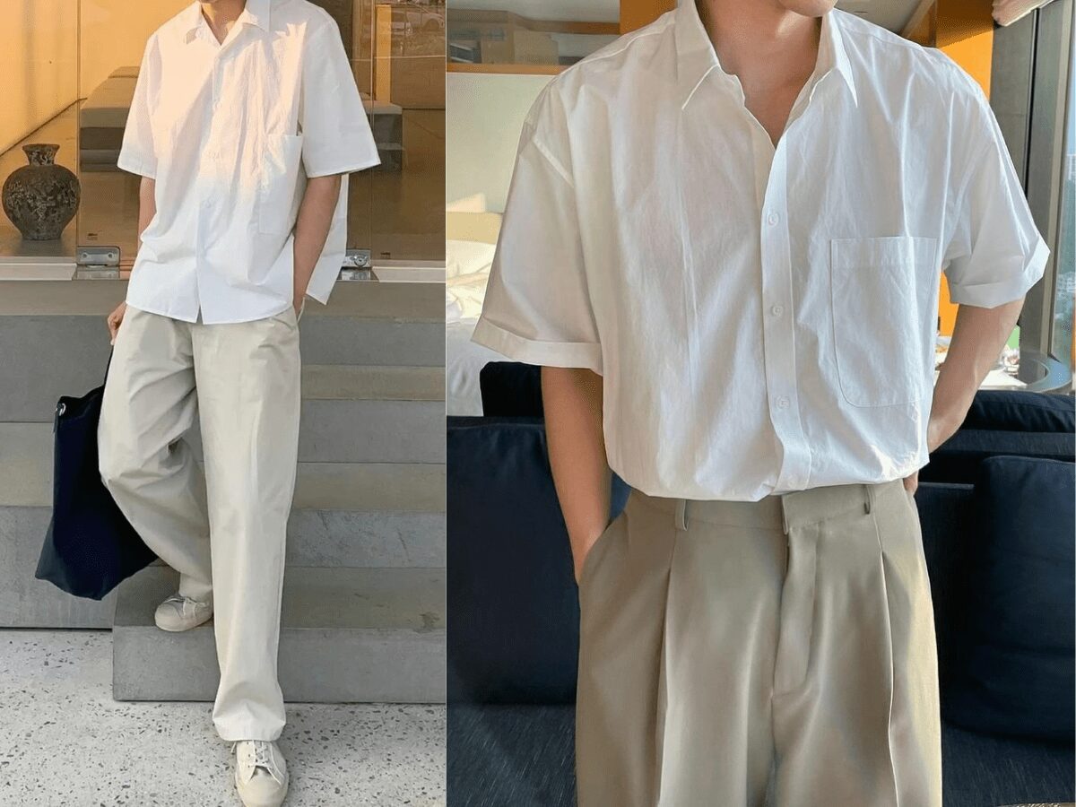 Phối áo sơ mi trắng nam cộc tay theo phong cách lịch lãm