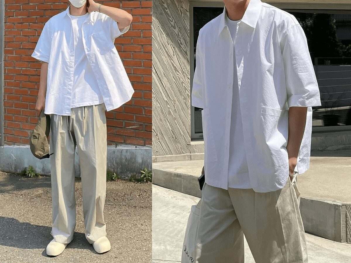 Phối áo sơ mi trắng nam cộc tay theo phong cách năng động 
