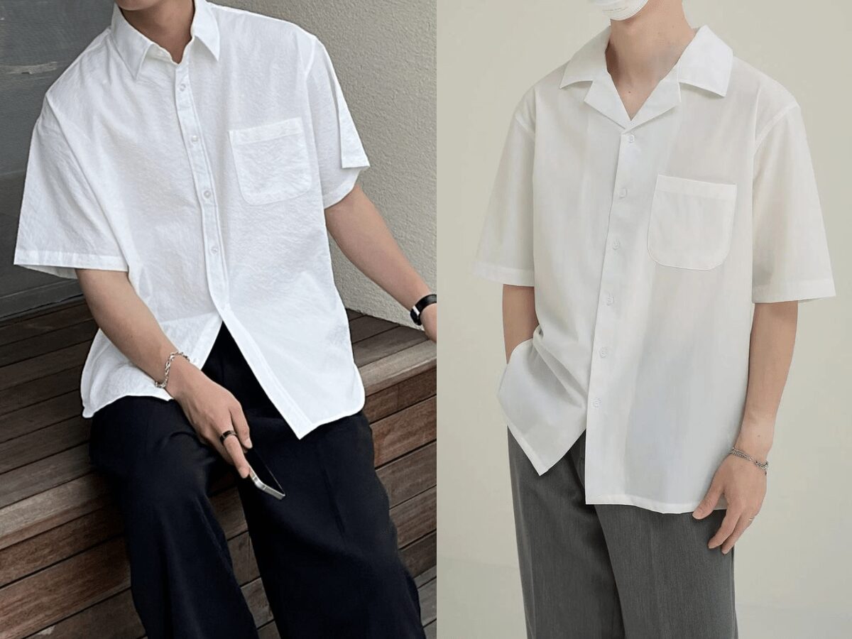 Phối áo sơ mi trắng nam cộc tay theo phong cách Hàn Quốc