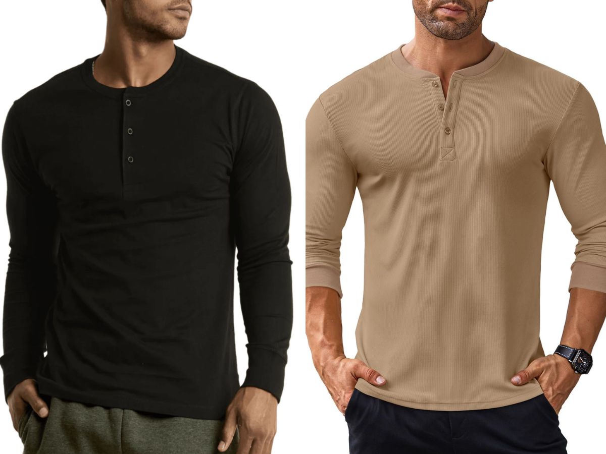Áo thun body của Henley dễ nhận thấy thông qua hàng cúc