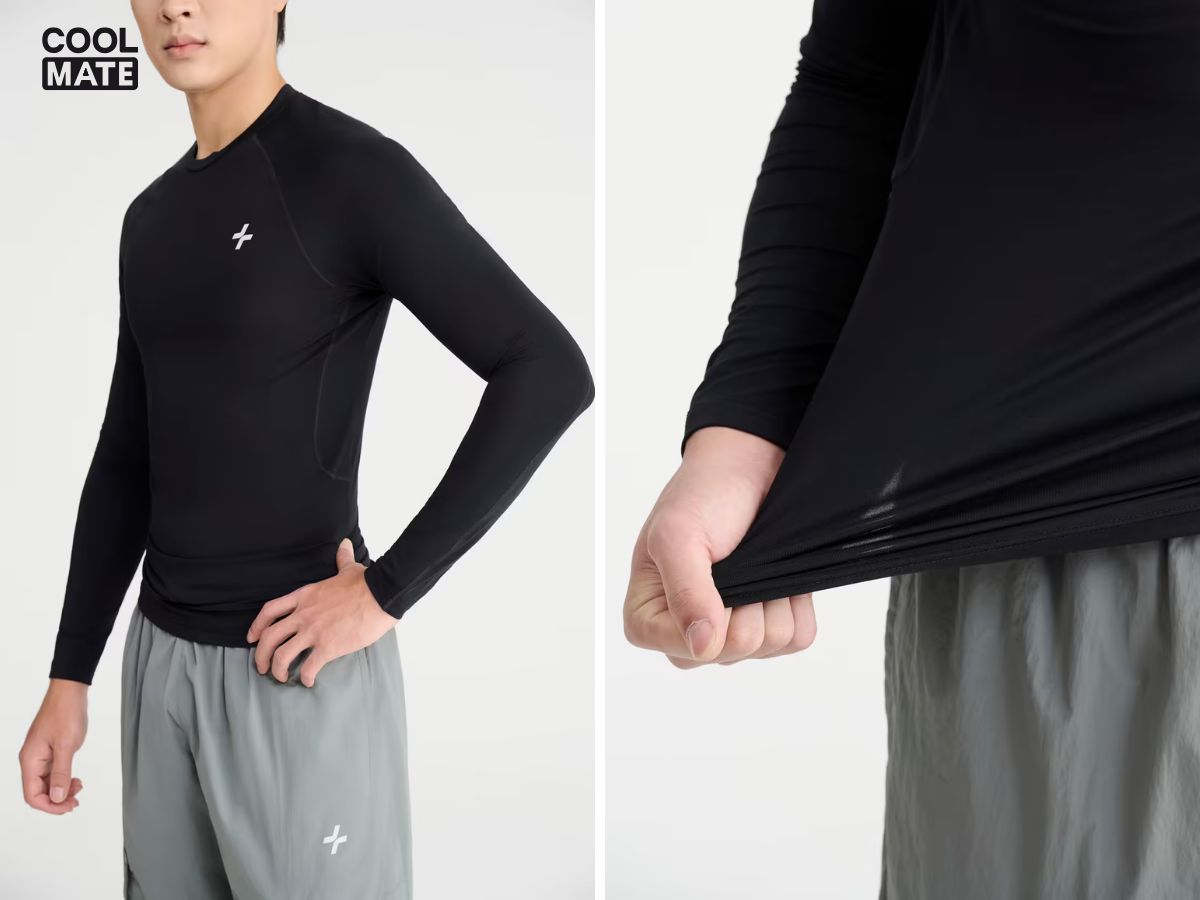 Áo thun body nhà Coolmate có độ co giãn hoàn hảo và phù hợp tập gym
