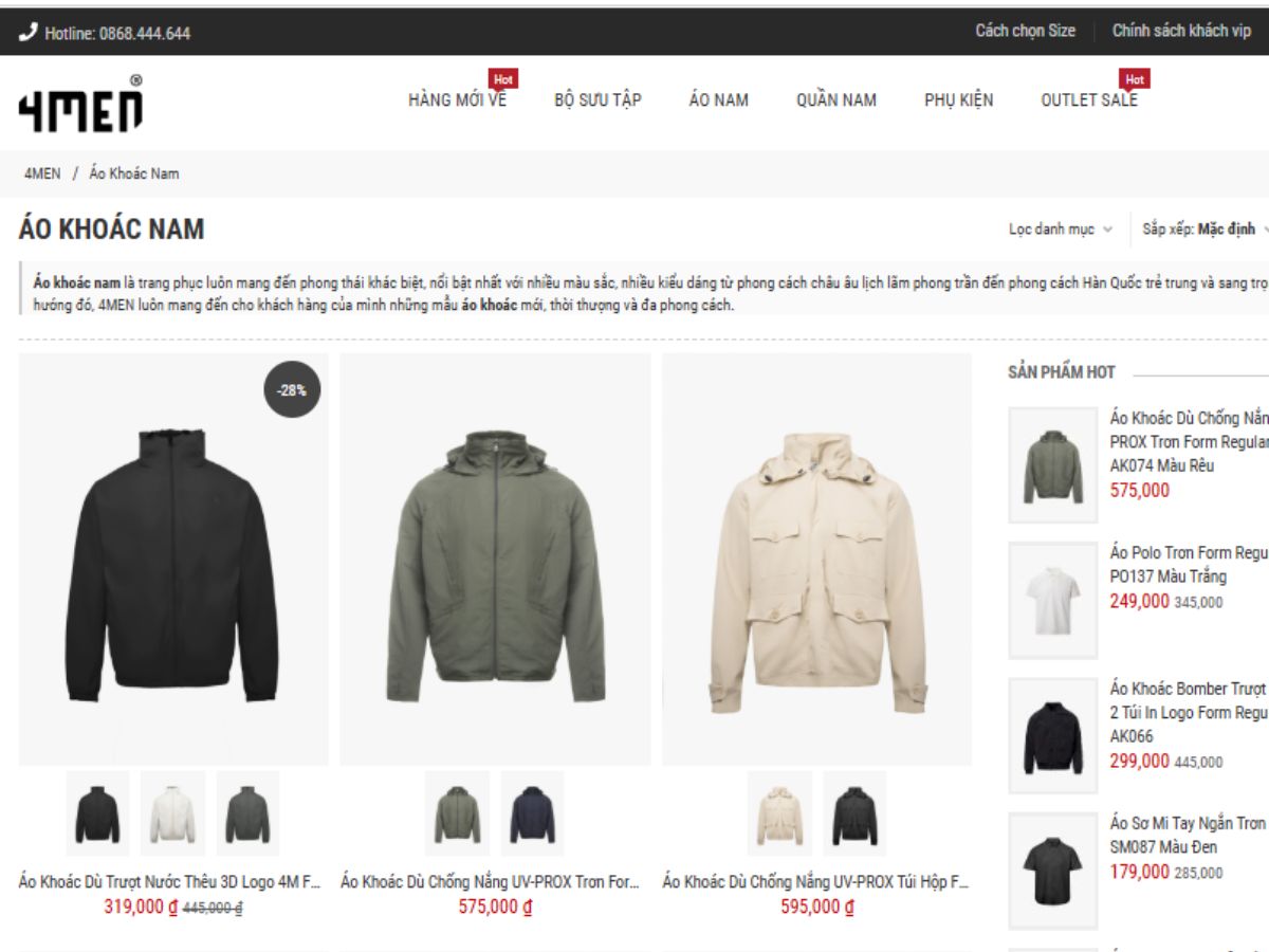 4MEN có phân khúc giá tầm trung, đa dạng nhiều mẫu mã