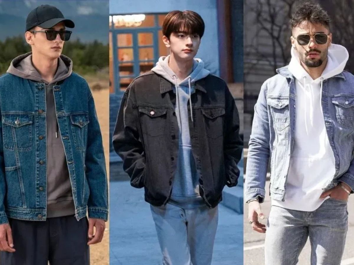 Áo khoác jeans local brand với các hiệu ứng wash và chi tiết thiết kế đa dạng