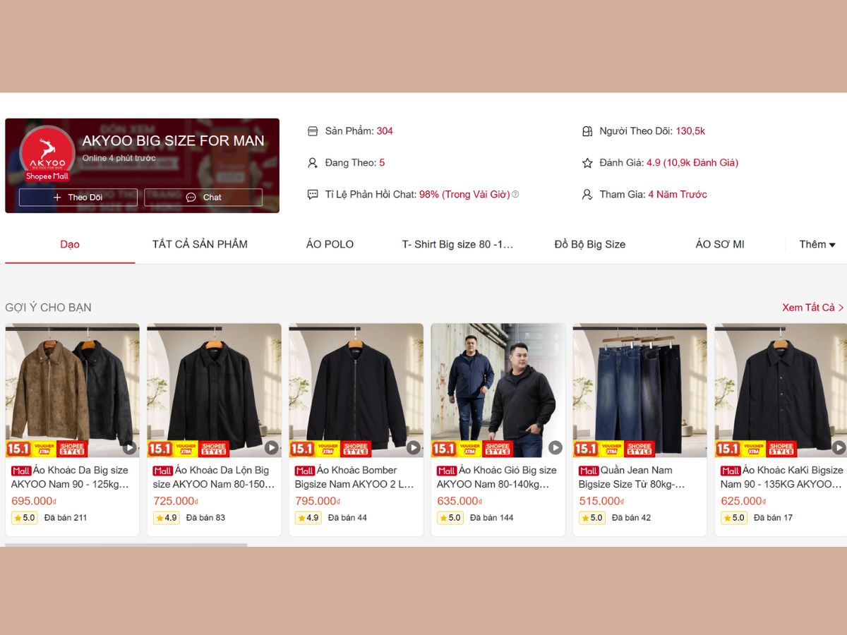 Top Shop Áo Khoác Big Size Nam Shopee