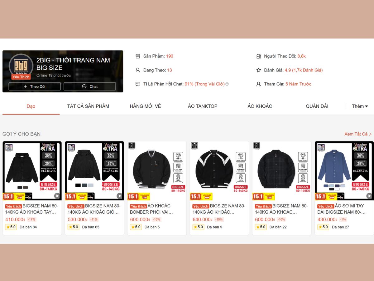 Top Shop Áo Khoác Big Size Nam Shopee