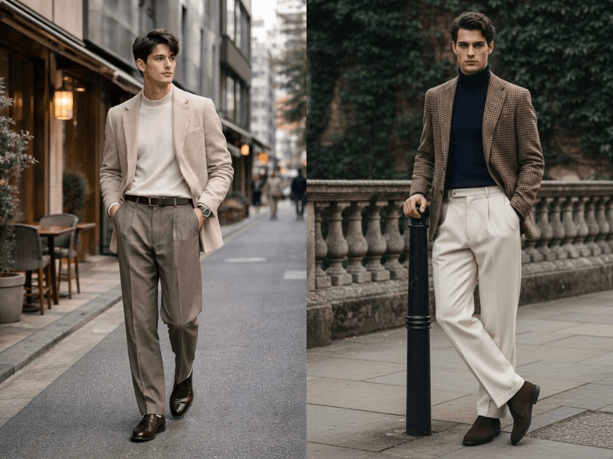 Blazer cổ điển cho nam theo phong cách phối lớp tinh tế 