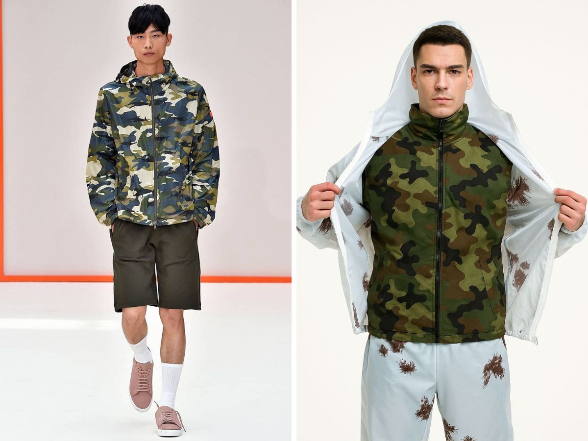 Áo khoác dù nam camo truyền thống