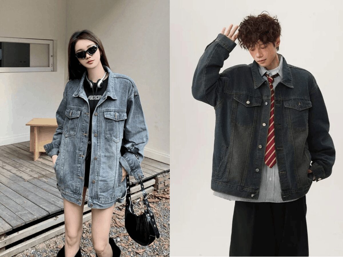 Áo khoác jean form rộng với nhiều phong cách khác nhau, thể hiện sự đa dạng và unisex