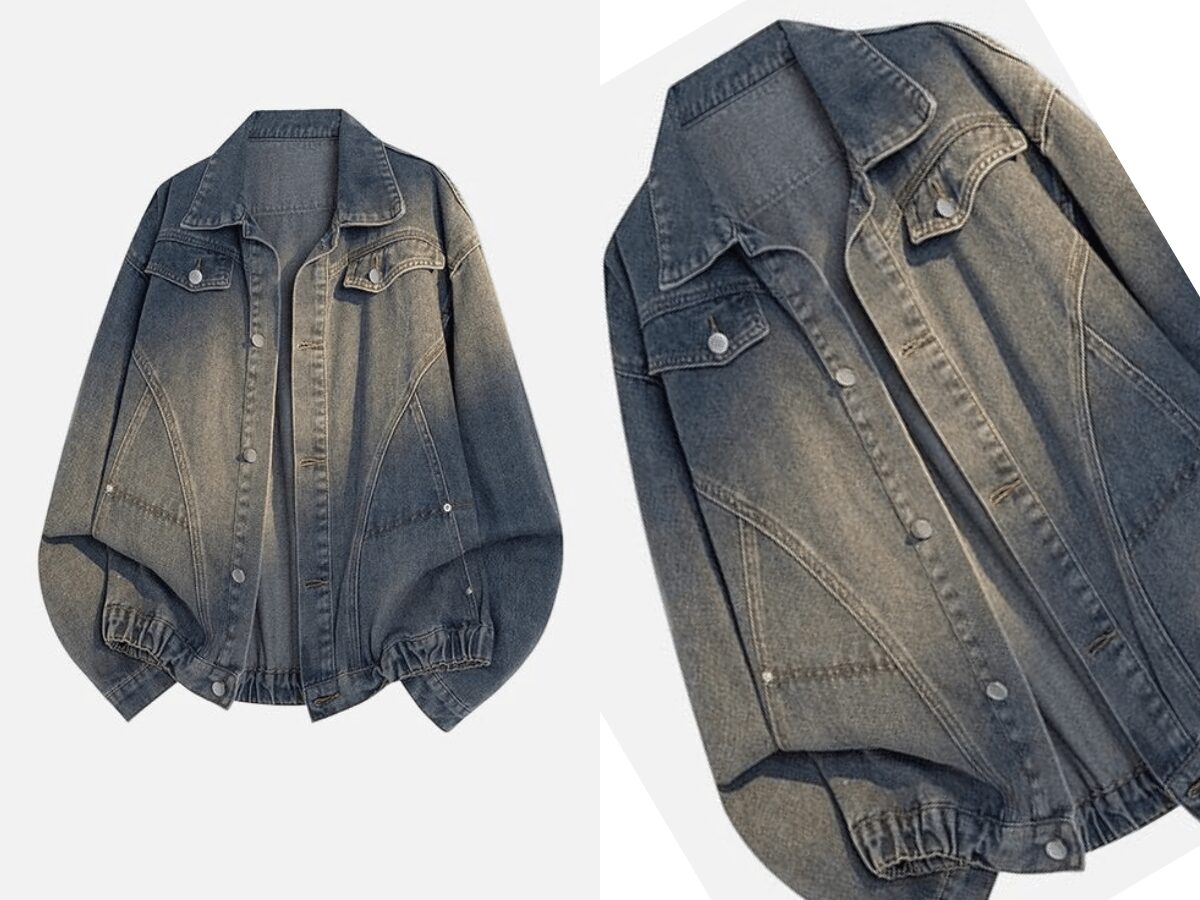 Chất liệu vải và đường may của một chiếc áo khoác jean 