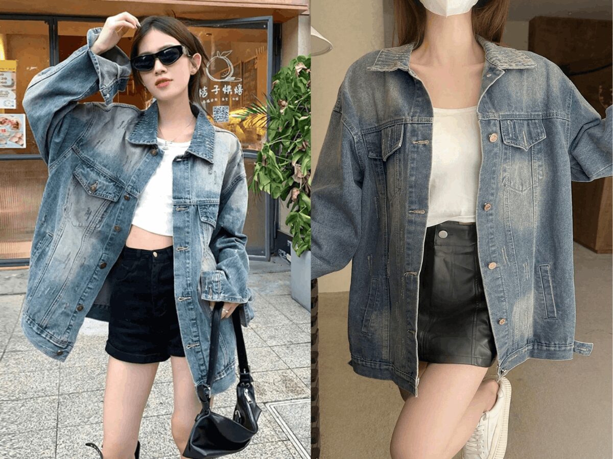 Phối đồ cho nữ năng động với áo khoác jeans form rộng 