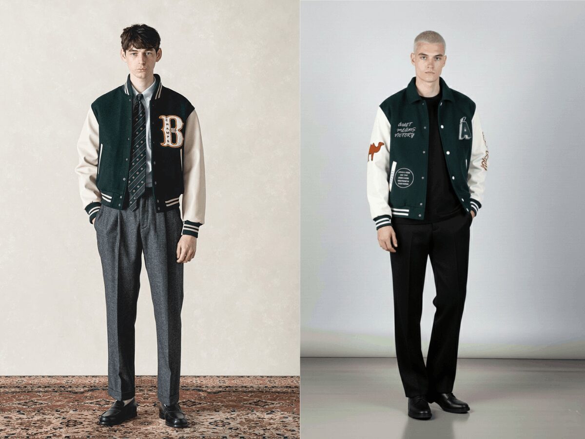 Mặc áo Varsity Jacket kết hợp với quần tây