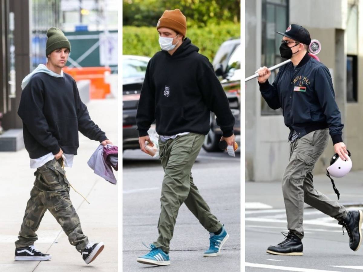 Outfit áo khoác nỉ + quần joggers trong bối cảnh đường phố