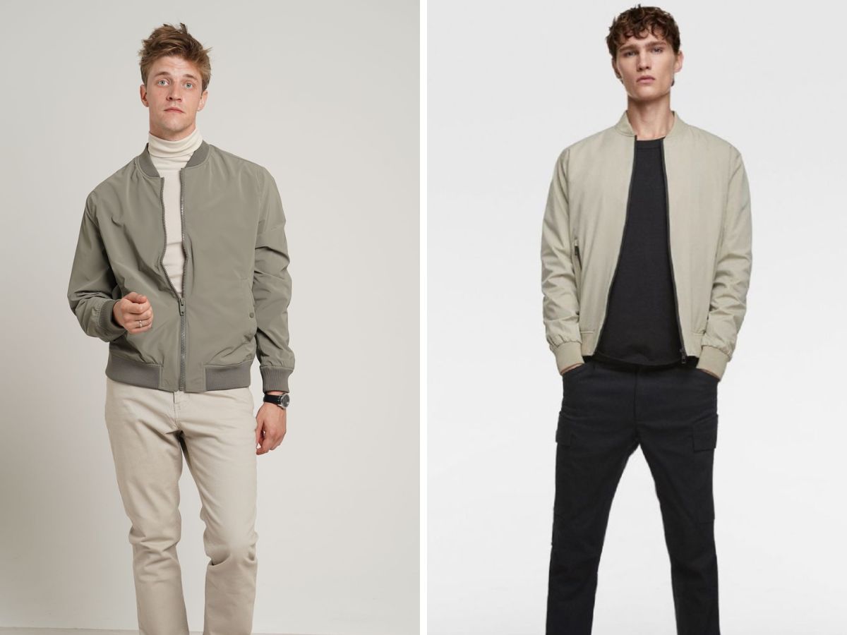Bomber jacket có thể kết hợp cùng len cao cổ hoặc thun trơn