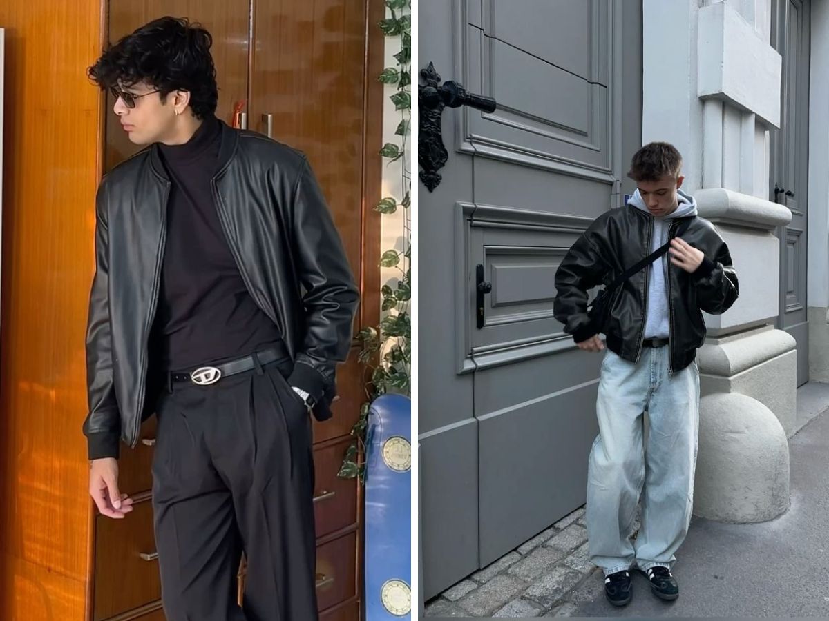 Áo khoác da bomber dễ mặc, dễ phối