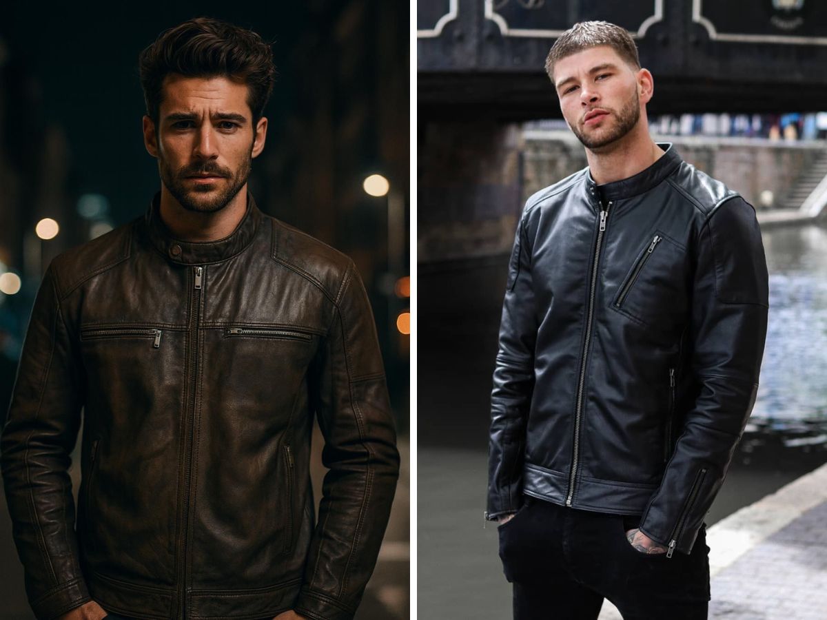 Áo khoác da racer mang vẻ giản dị