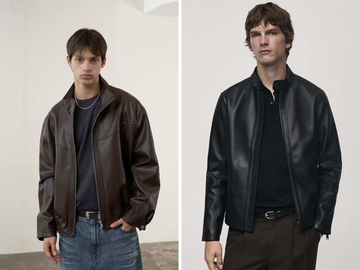 Chiếc áo khoác da chất lượng được thể hiện qua cả khoá kéo, cúc bấm