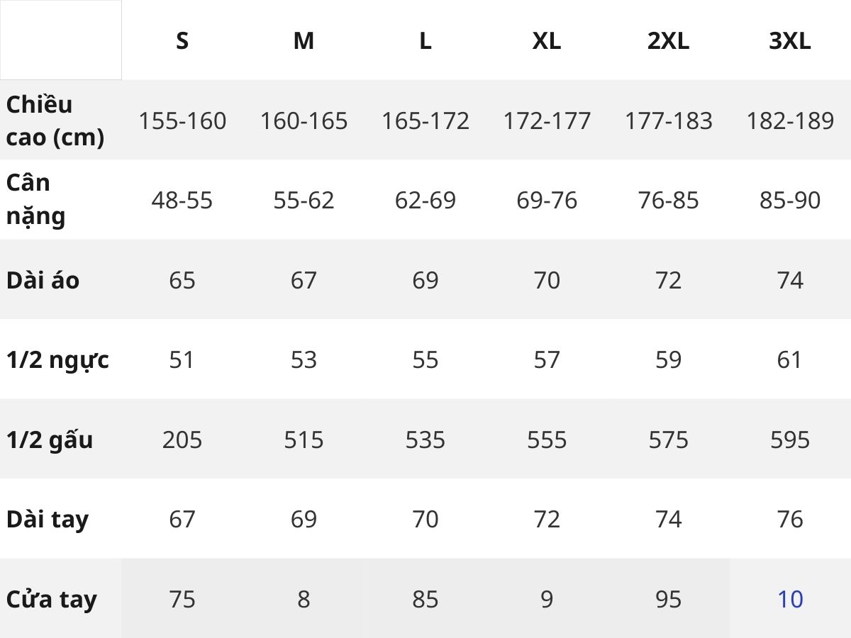 Tham khảo bảng size áo khoác đồng phục Coolmate thiết kế phù hợp vóc dáng người Việt
