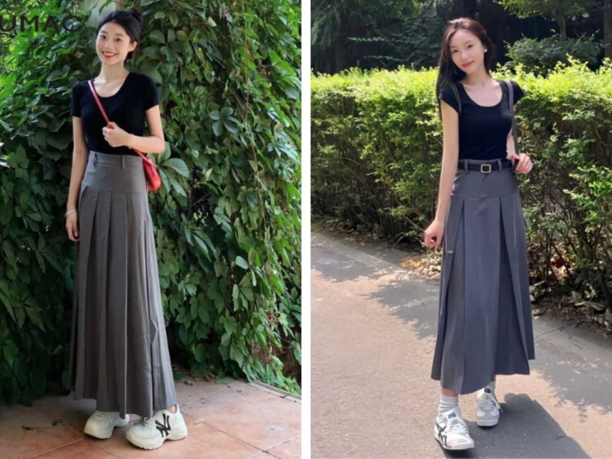 Đơn giản nhưng cuốn hút với chân váy dài (xếp ly/midi) & áo kiểu