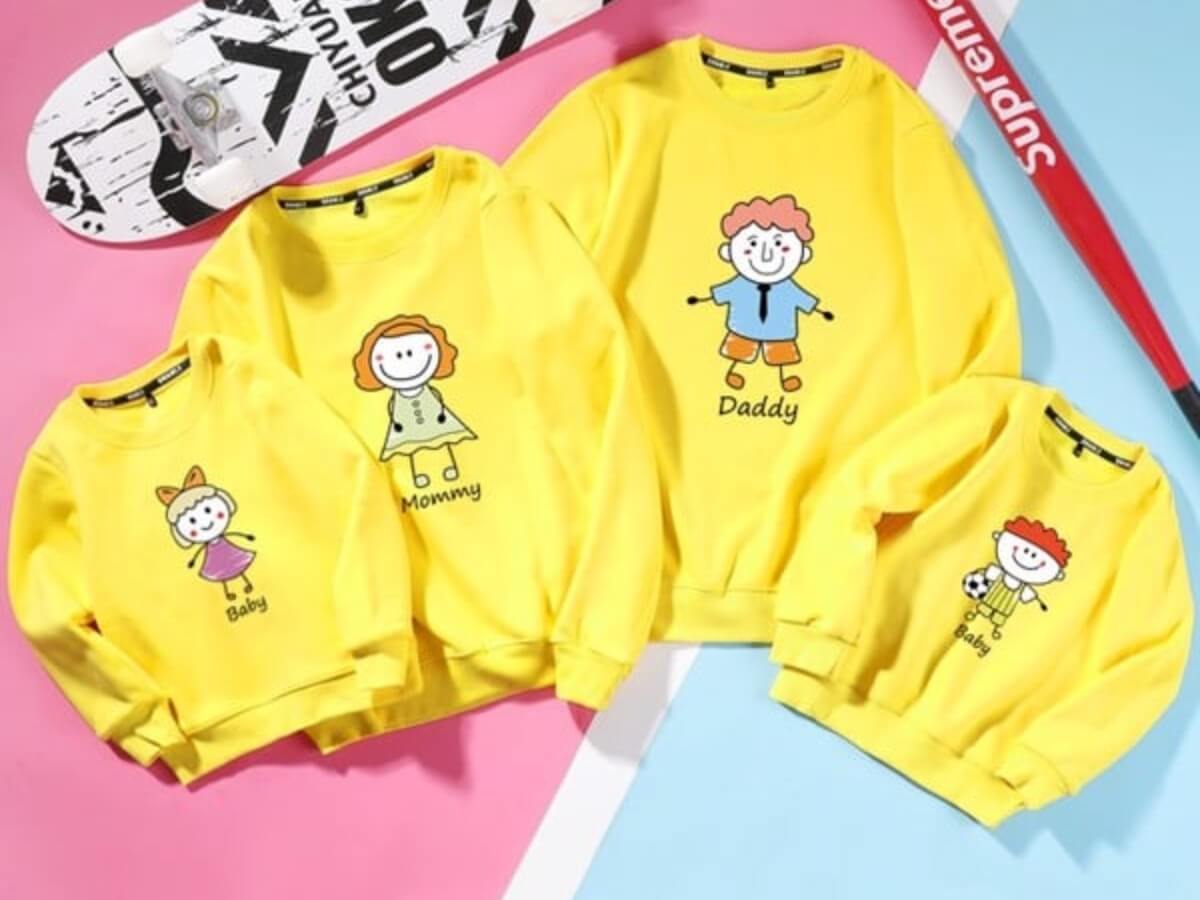 Áo hoodie gia đình dáng Sweater (Không mũ)