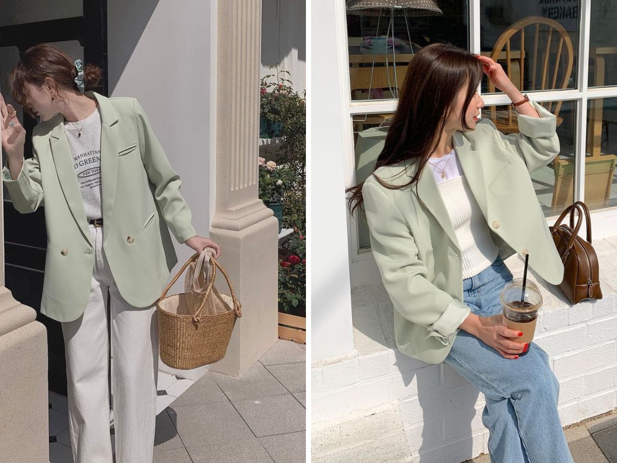 Thêm thanh lịch với blazer xanh mint