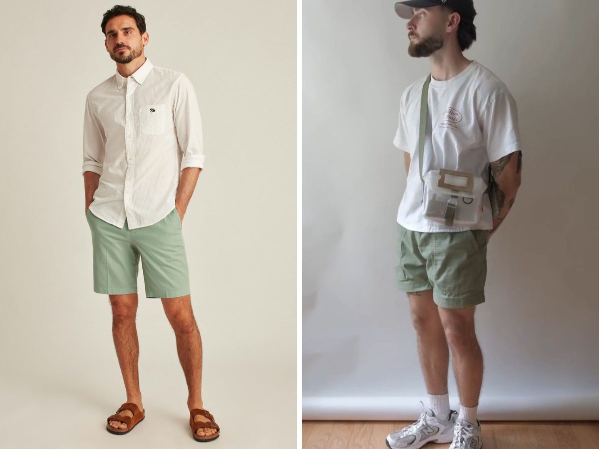 Outfit kinh điển cho anh em với quần short xanh mint
