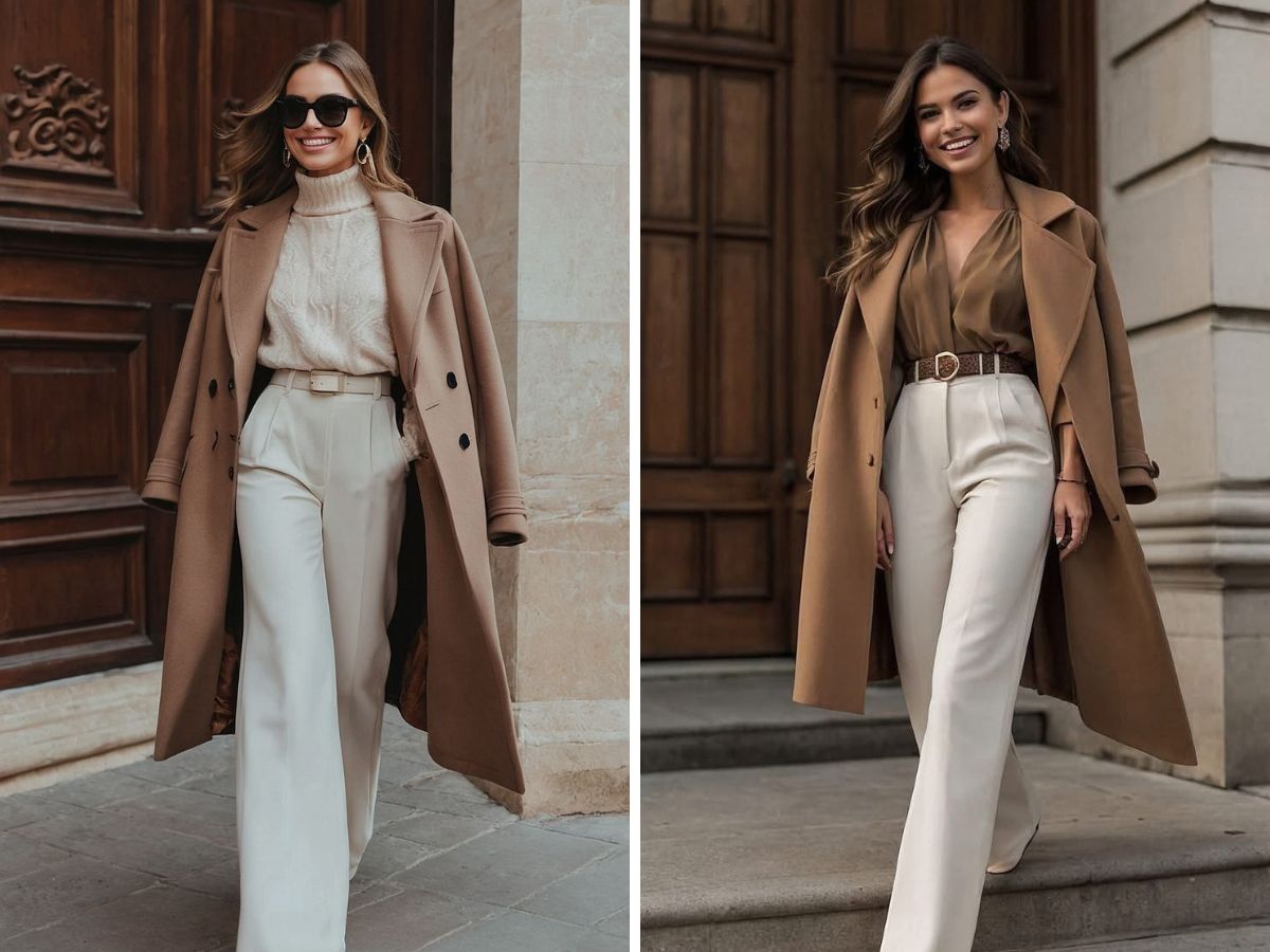Trench coat nữ hợp với các kiểu quần cạp cao