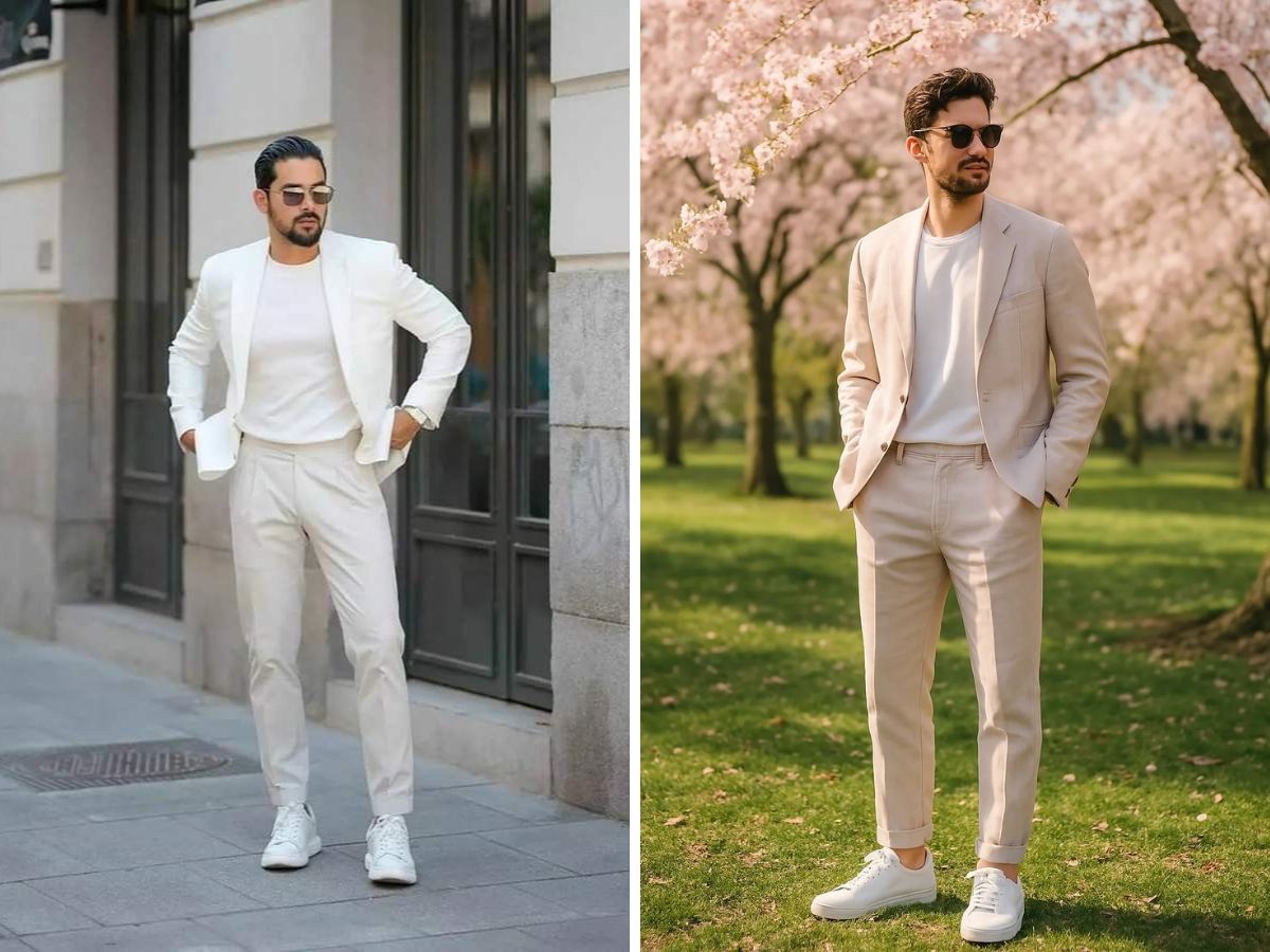 Thêm thời thượng với suit và giày trắng